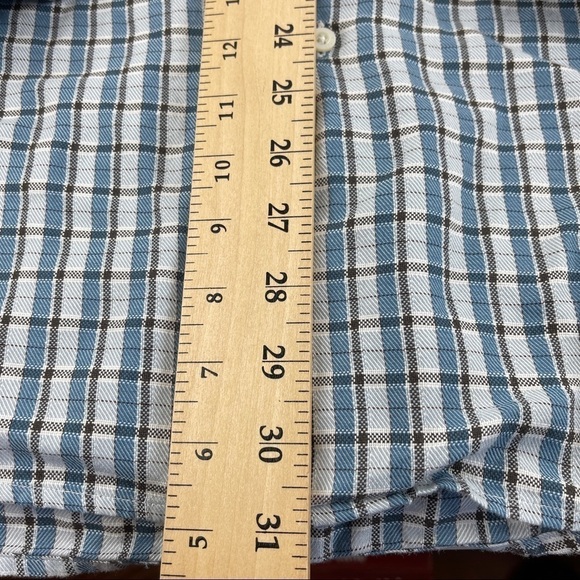Alan Flusser Button Up Shirt Mens XL Blue Black Plaid - Picture 6 of 8
